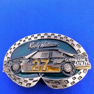 Rusty Wallace No. 27 Miller Genuine Draft Beer Belt Buckle Racing NASCAR